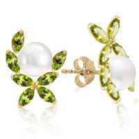 pearl and peridot ivy stud earrings 325ctw in 9ct gold