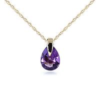 Pear Cut Amethyst Pendant Necklace 0.68ct in 9ct Gold