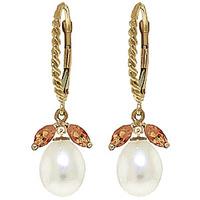 Pearl and Citrine Snowdrop Twist Earrings 9.0ctw in 9ct Gold