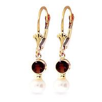 Pearl and Garnet Drop Earrings 2.7ctw in 9ct Gold