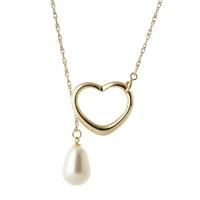 Pear Cut Pearl Pendant Necklace 4.0ct in 9ct Gold