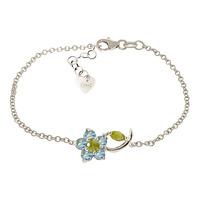 Peridot and Blue Topaz Adjustable Flower Petal Bracelet 0.87ctw in 9ct White Gold