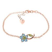 Peridot and Blue Topaz Adjustable Flower Petal Bracelet 0.87ctw in 9ct Rose Gold