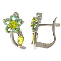 Peridot and Blue Topaz Flower Stud Earrings 1.72ctw in 9ct White Gold