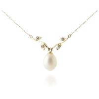 Pearl and Diamond Vine Branch Pendant Necklace 4.0ct in 9ct Gold