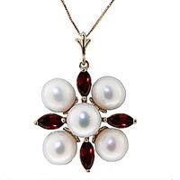 Pearl and Garnet Pendant Necklace 6.3ctw in 9ct Gold