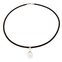 Pearl and Diamond Leather Pendant Necklace 4.0ct in 9ct Rose Gold