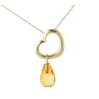 Pear Cut Citrine Pendant Necklace 2.25ct in 9ct Gold