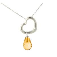 pear cut citrine pendant necklace 225ct in 9ct white gold