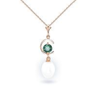 pearl and emerald pendant necklace 45ctw in 9ct rose gold