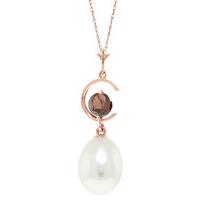 Pearl and Garnet Pendant Necklace 4.5ctw in 9ct Rose Gold