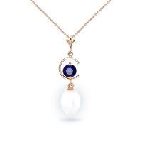 pearl and sapphire pendant necklace 45ctw in 9ct rose gold