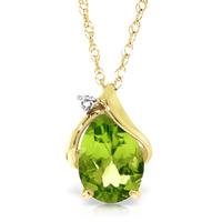 Peridot and Diamond Pendant Necklace 2.1ct in 9ct Gold