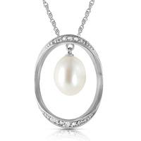 Pearl and Diamond Pendant Necklace 4.0ct in 9ct White Gold