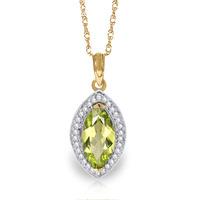 Peridot and Diamond Halo Pendant Necklace 2.0ct in 9ct Gold