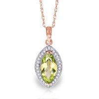 peridot and diamond halo pendant necklace 20ct in 9ct rose gold