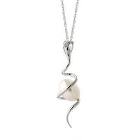 Pearl and Diamond Serpent Pendant Necklace 4.0ct in 9ct White Gold