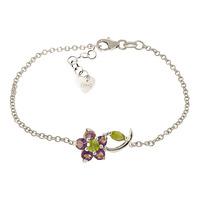 peridot and amethyst adjustable flower petal bracelet 087ctw in 9ct wh ...