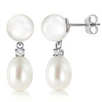 Pearl and Diamond Stud Earrings 10.0ctw in 9ct White Gold