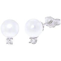 Pearl and Diamond Stud Earrings 4.0ctw in 9ct White Gold