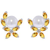 pearl and citrine ivy stud earrings 325ctw in 9ct white gold