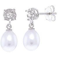 Pearl and Diamond Stud Earrings 8.0ctw in 9ct White Gold