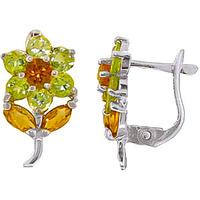 peridot and citrine flower petal stud earrings 212ctw in 9ct white gol ...