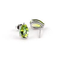 Peridot Stud Earrings 3.0ctw in 9ct White Gold