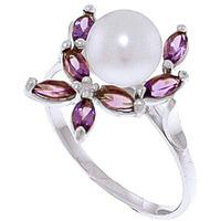 pearl and amethyst ivy ring 265ctw in 9ct white gold