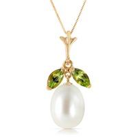 Pearl and Peridot Pendant Necklace 4.5ctw in 9ct Gold