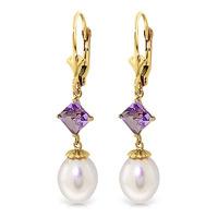 Pearl and Amethyst Droplet Earrings 9.5ctw in 9ct Gold