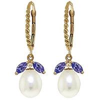 Pearl and Tanzanite Snowdrop Twist Earrings 9.0ctw in 9ct Gold