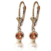 Pearl and Citrine Drop Earrings 2.7ctw in 9ct Gold