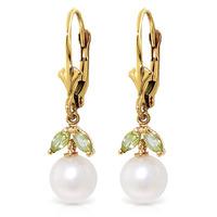 pearl and peridot dewdrop earrings 44ctw in 9ct gold