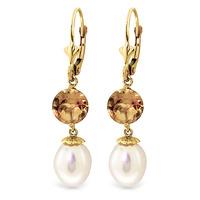 Pearl and Citrine Droplet Earrings 11.1ctw in 9ct Gold