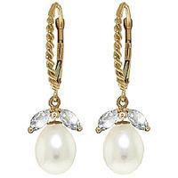 Pearl and Aquamarine Snowdrop Twist Earrings 9.0ctw in 9ct Gold