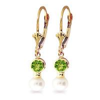 pearl and peridot drop earrings 27ctw in 9ct gold