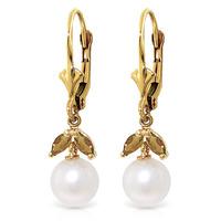 Pearl and Citrine Dewdrop Earrings 4.4ctw in 9ct Gold