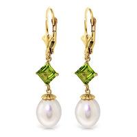 Pearl and Peridot Droplet Earrings 9.5ctw in 9ct Gold