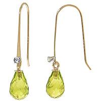 Peridot and Diamond Drop Earrings 1.35ctw in 9ct Gold