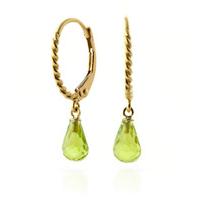 Peridot Plait Stem Briolette Drop Earrings 3.0ctw in 9ct Gold