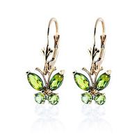 Peridot Butterfly Drop Earrings 1.24ctw in 9ct Gold