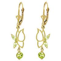 Peridot Butterfly Drop Earrings 0.35ctw in 9ct Gold