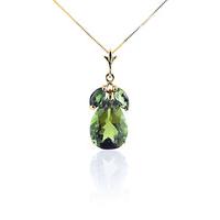 Pear Cut Green Amethyst Pendant Necklace 6.5ctw in 9ct Gold