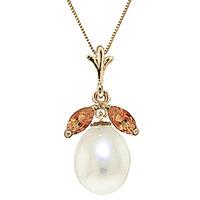 Pearl and Citrine Pendant Necklace 4.5ctw in 9ct Gold