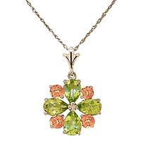 peridot and citrine sunflower pendant necklace 243ctw in 9ct gold