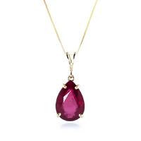 Pear Cut Ruby Pendant Necklace 5.0ct in 9ct Gold