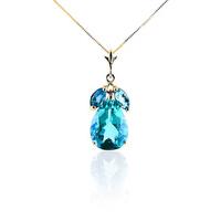 Pear Cut Blue Topaz Pendant Necklace 6.5ctw in 9ct Gold