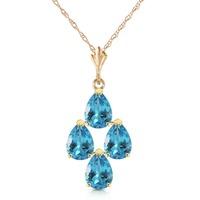 Pear Cut Blue Topaz Pendant Necklace 1.5ctw in 9ct Gold