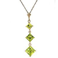 Peridot Three Stone Pendant Necklace 2.4ctw in 9ct Gold